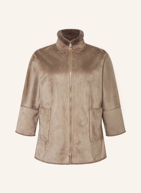 MARINA RINALDI SPORT Mantel RODEO zum Wenden mit Kunstfell TAUPE