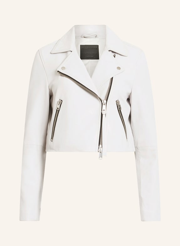ALLSAINTS Cropped leather jacket DALBY CREAM