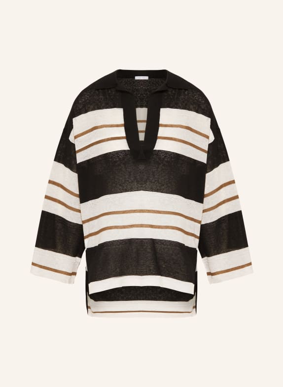 REISS Sweater CHLOE with linen BLACK/ WHITE/ BROWN