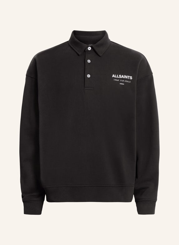 ALLSAINTS Sweat polo shirt UNDERGROUND BLACK/ WHITE