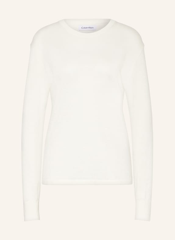 Calvin Klein Sweter z dodatkiem lnu KREMOWY
