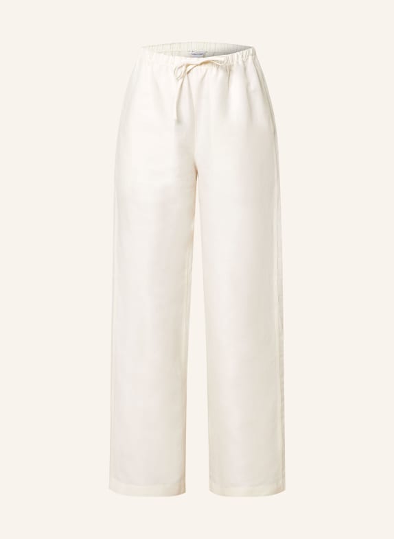 Calvin Klein Spodnie marlena z dodatkiem lnu KREMOWY