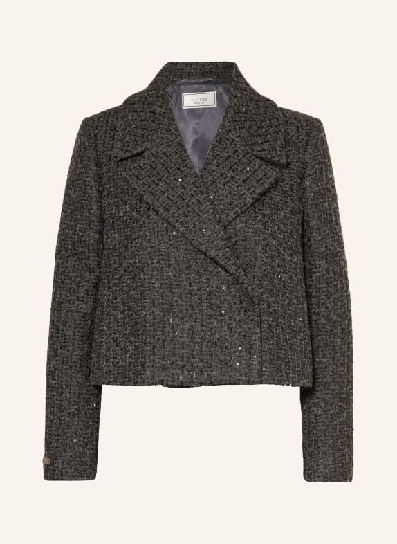 PESERICO Tweed jacket made of linen with sequins DARK GRAY