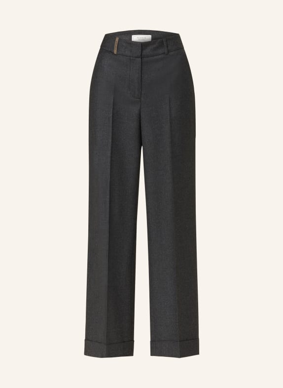 PESERICO Wide leg trousers with glitter thread DARK GRAY