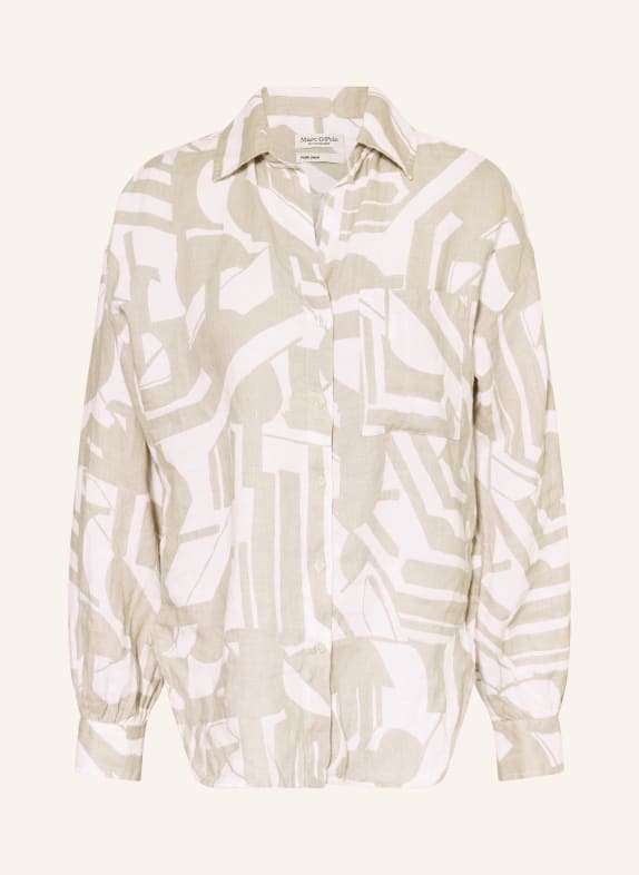 Marc O'Polo Shirt blouse made of linen WHITE/ LIGHT BROWN