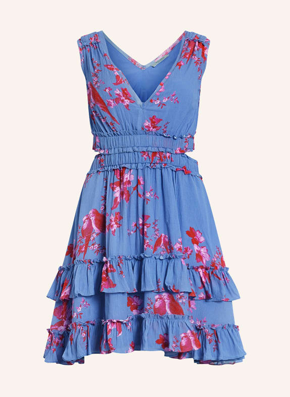 ALLSAINTS Kleid MIKAYLA IONA mit Rüschen und Cut-out BLAU/ PINK/ ROSA