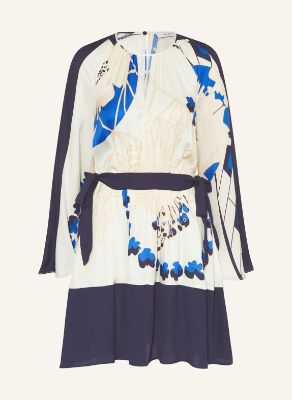 REISS Dress SASHA in mixed materials with cut-outs CREAM/ DARK BLUE/ BLUE