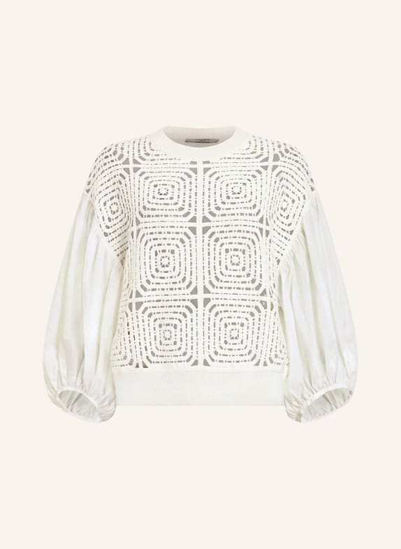 ALLSAINTS Sweater SOL in mixed materials with 3/4 sleeves WHITE