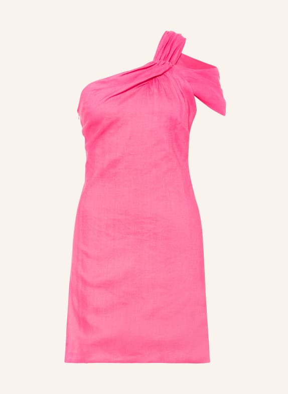 maje One-Shoulder-Kleid mit Leinen PINK