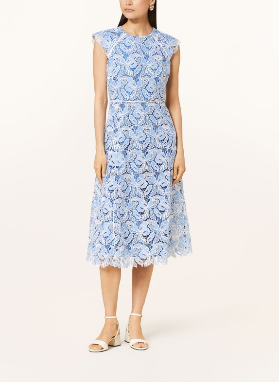 HOBBS Cocktail dress PHOEBE made of broderie anglaise WHITE/ LIGHT BLUE