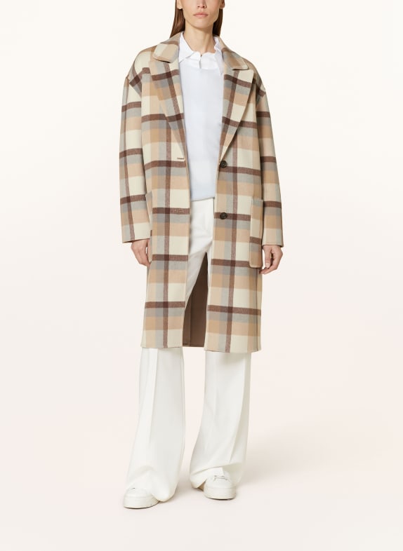 WOOLRICH Wollmantel CAMEL/ ECRU/ DUNKELBRAUN