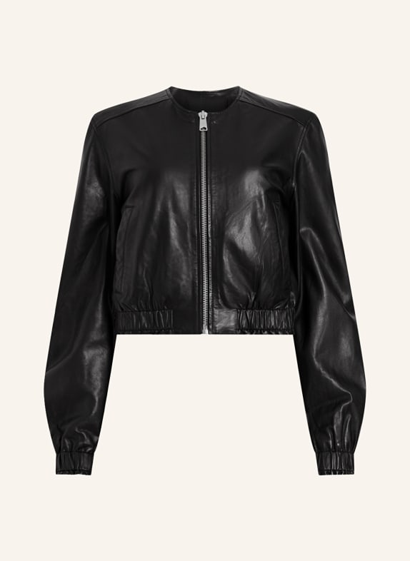 ALLSAINTS Cropped leather bomber jacket EVERLY BLACK