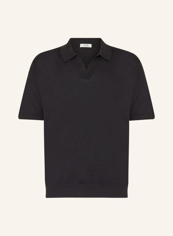 COS Knitted polo shirt BLACK