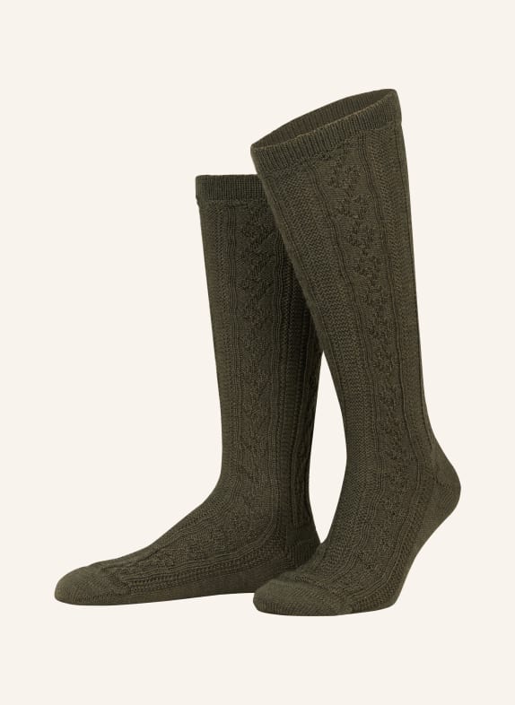 LUSANA Trachten knee high stockings made of merino wool 30 jägeroliv