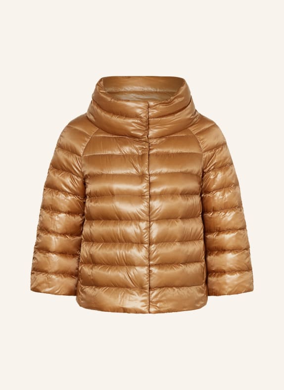 HERNO Down jacket SOFIA with 3/4 sleeves CAMEL