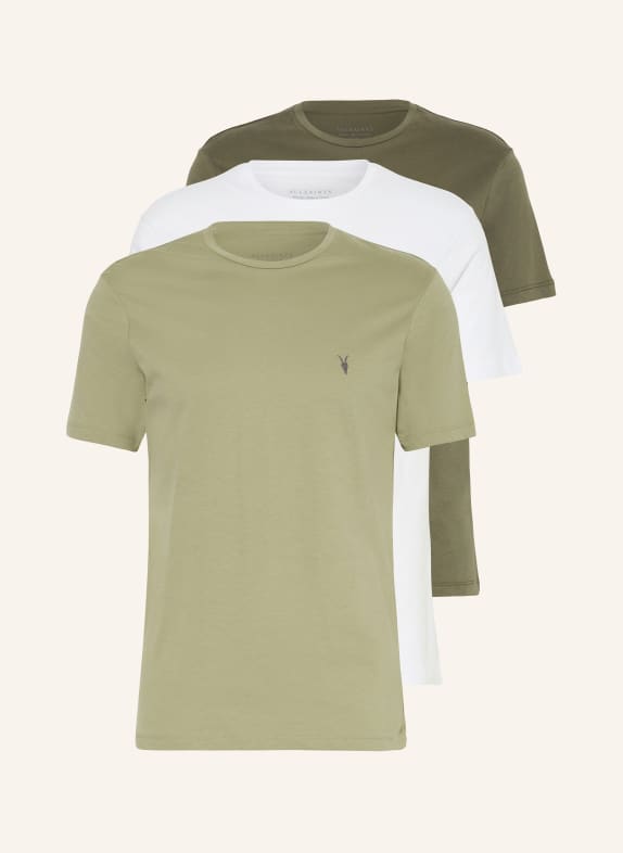 ALLSAINTS 3er-Pack T-Shirts TONIC WEISS/ KHAKI/ OLIV