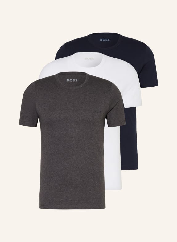 BOSS 3-pack T-shirts WHITE/ DARK GRAY/ DARK BLUE