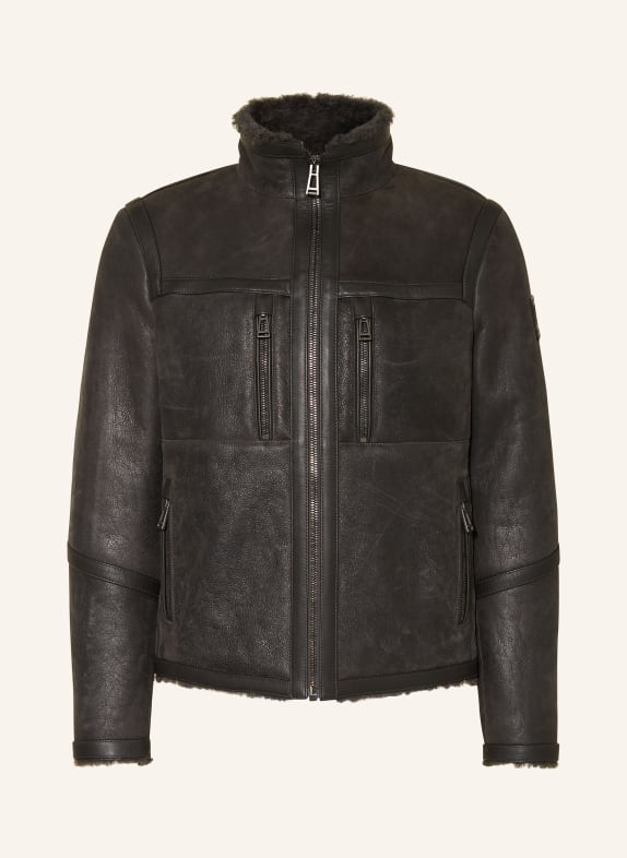 BELSTAFF Leather jacket TUNDRA with lambskin DARK GRAY