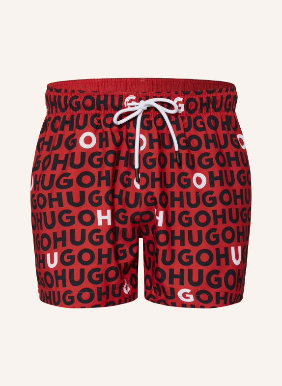 HUGO Swim shorts TORTUGA RED/ BLACK/ WHITE