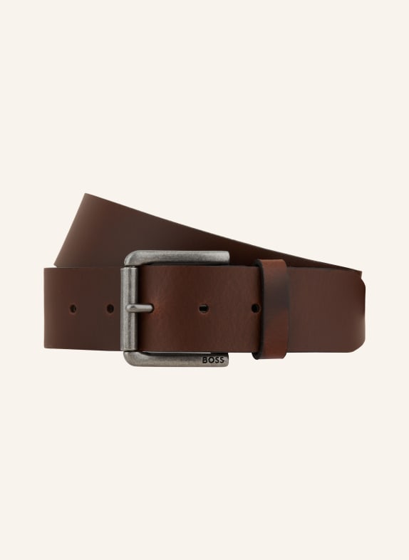 BOSS Leather belt JORIS DARK BROWN
