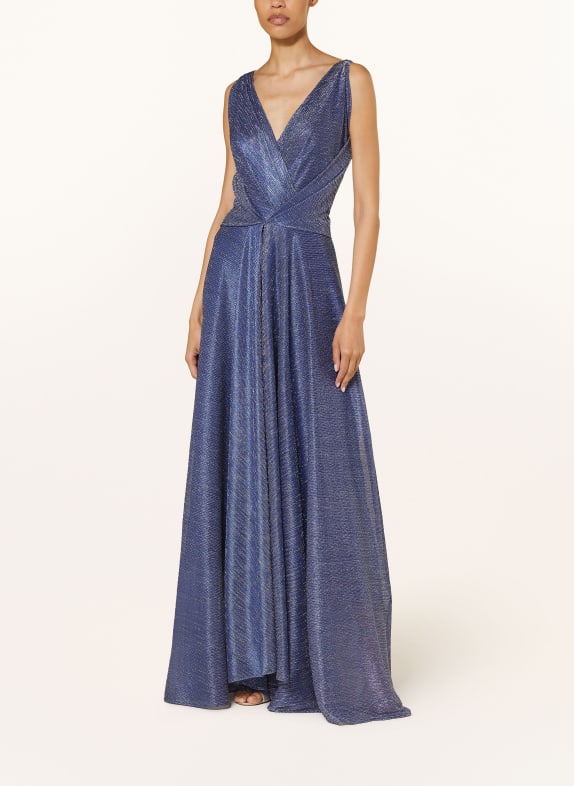 TALBOT RUNHOF Evening dress with glitter thread BLUE