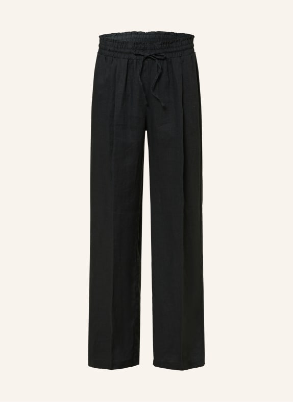 OPUS Wide leg trousers MAROU made of linen BLACK