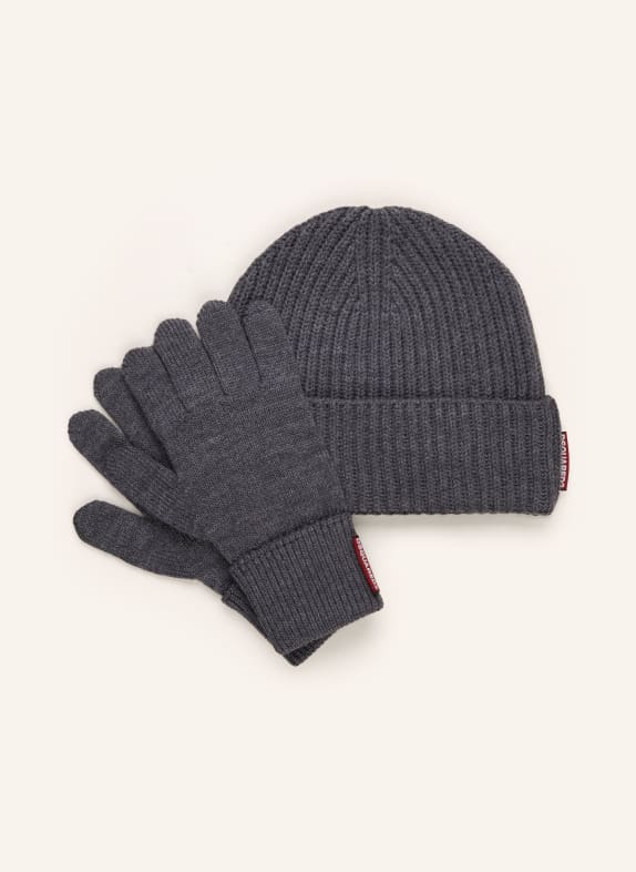 DSQUARED2 Set: Beanie and gloves GRAY