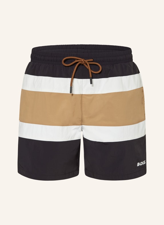 BOSS Swim shorts RICO BLACK/ BEIGE/ WHITE