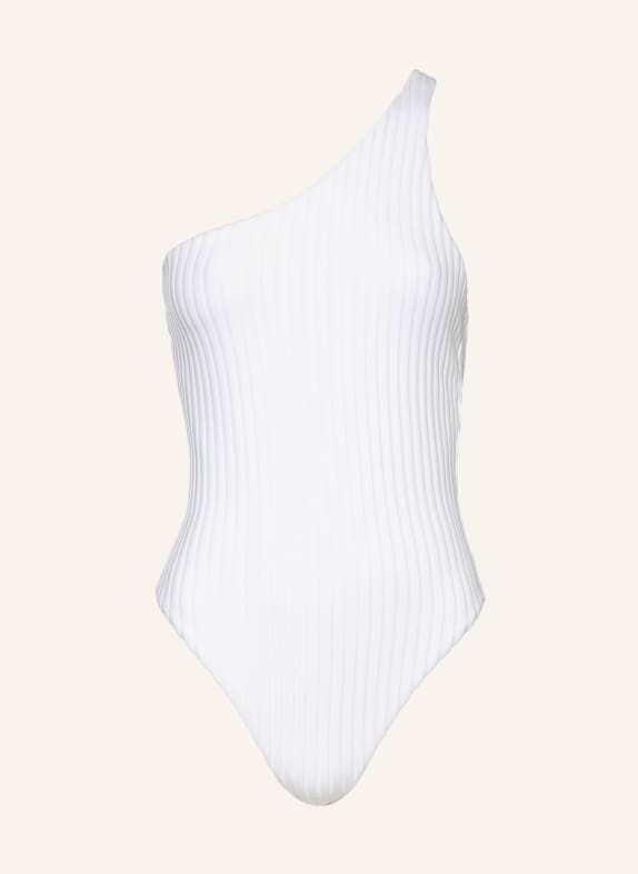 Calvin Klein One-shoulder swimsuit ARCHIVE RIB WHITE