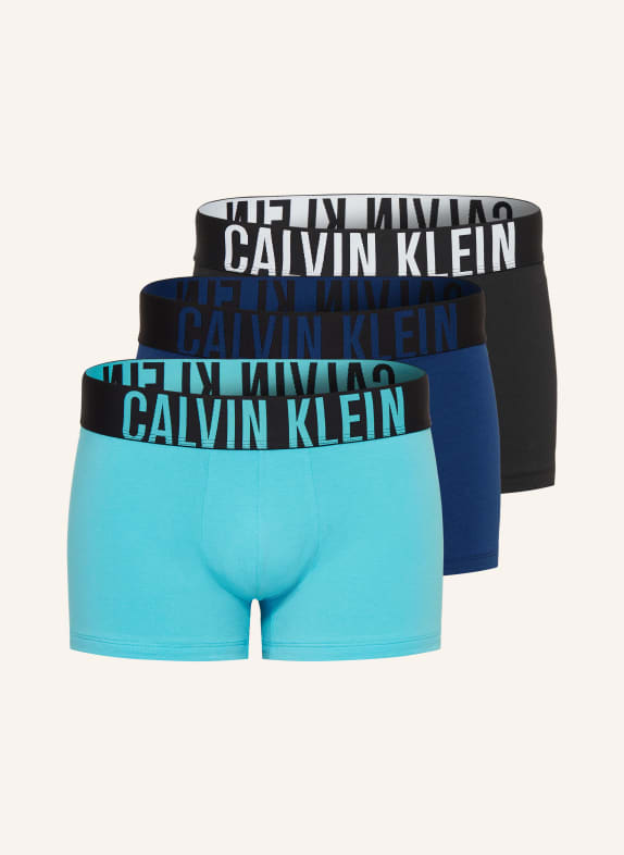Calvin Klein Boxerky INTENSE POWER, 3 kusy v balení MODRÁ/ TYRKYSOVÁ/ ČERNÁ