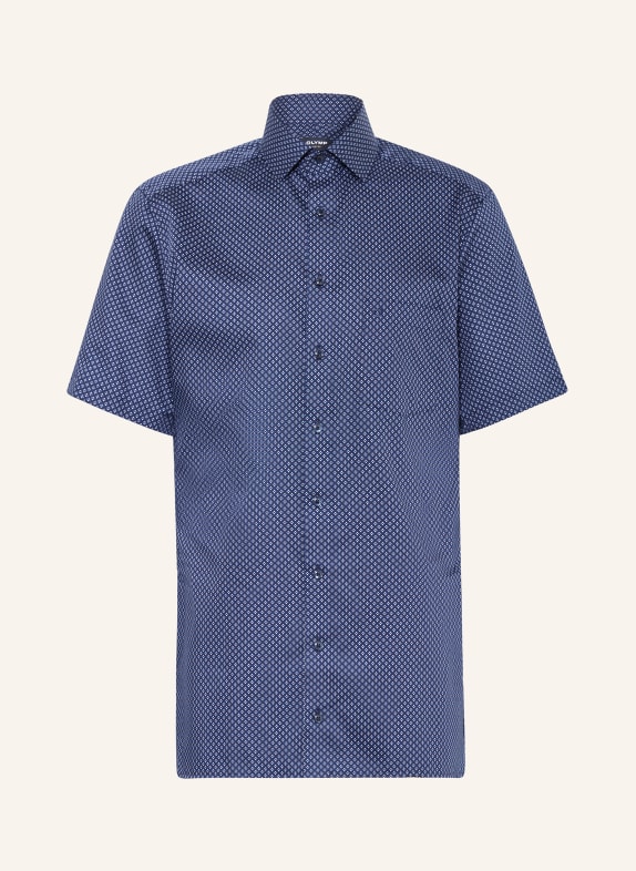 OLYMP Košile s krátkým rukávem Luxor Modern Fit BÉŽOVÁ/ TMAVĚ MODRÁ/ TMAVĚ MODRÁ