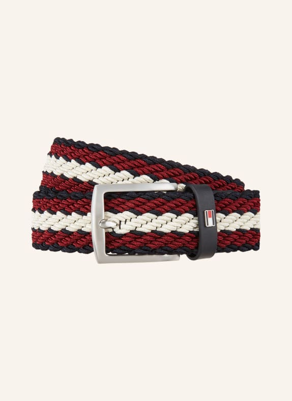 TOMMY HILFIGER Braided belt DARK RED/ DARK BLUE/ CREAM