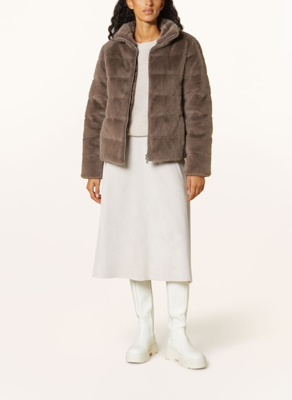 Juvia Down jacket FENJA with faux fur 285 cacao