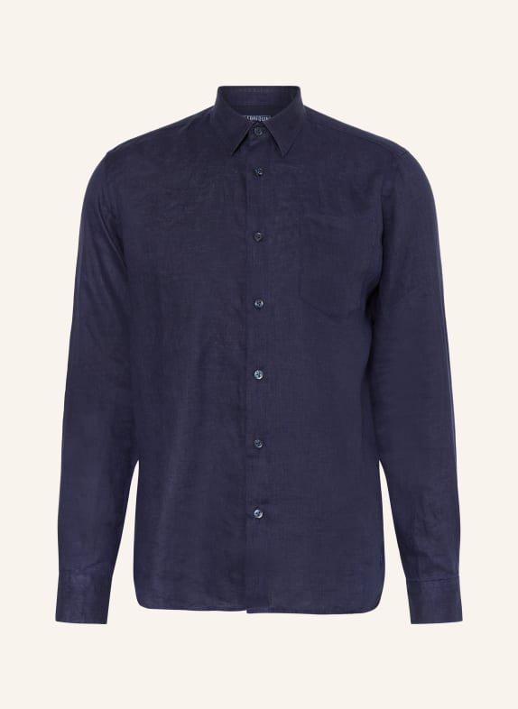VILEBREQUIN Linen shirt CAROUBIS regular fit DARK BLUE