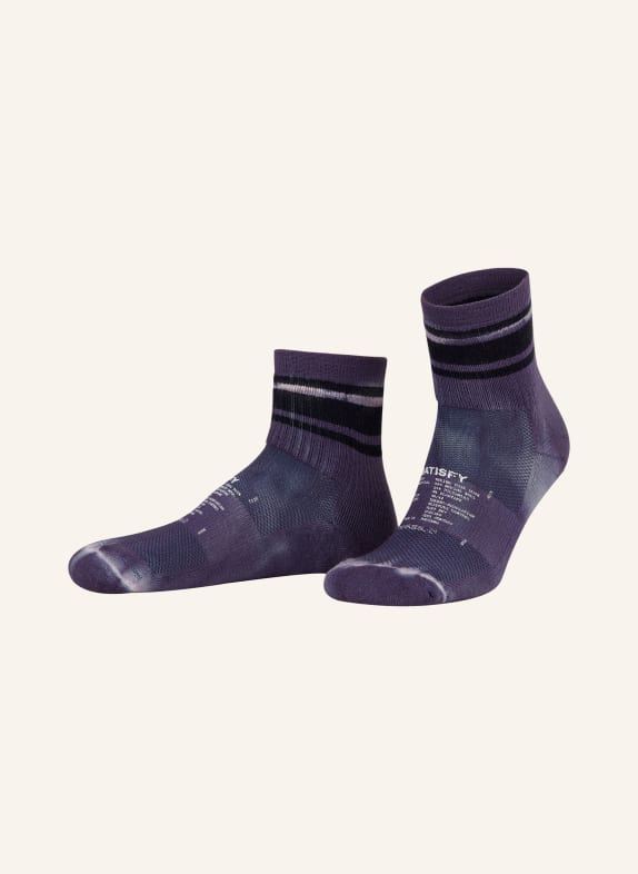 SATISFY Sportovní ponožky TIE DYE z merino vlny Deep Lilax