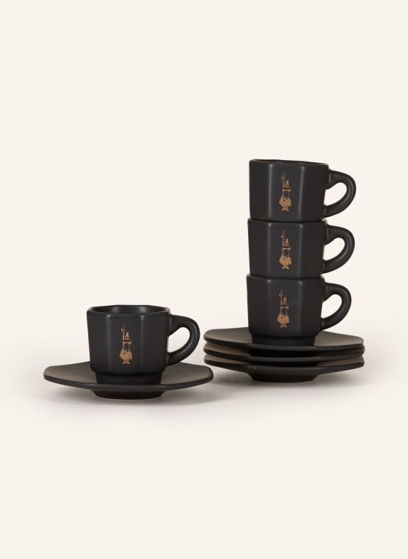 BIALETTI Set of 4 espresso cups with saucer BLACK