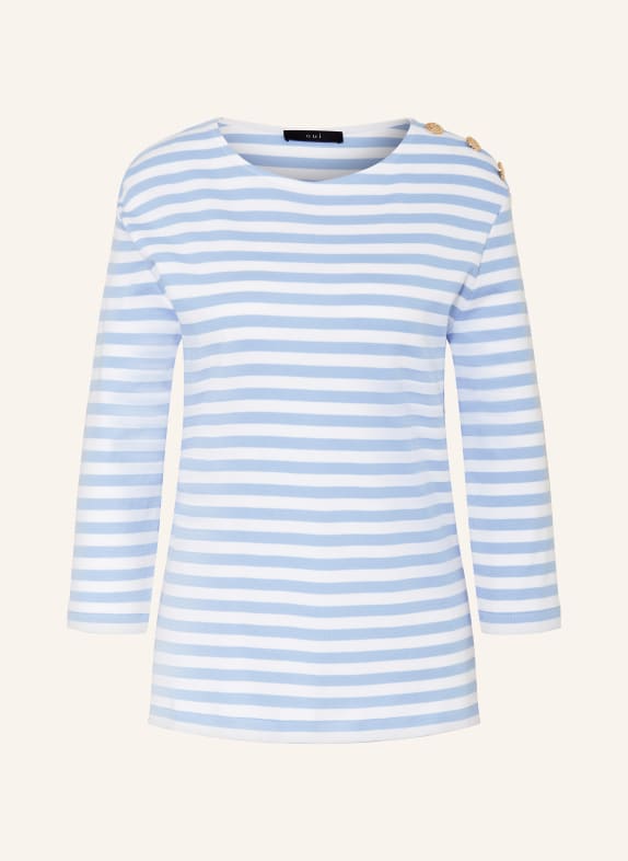 oui Shirt with 3/4 sleeves WHITE/ LIGHT BLUE
