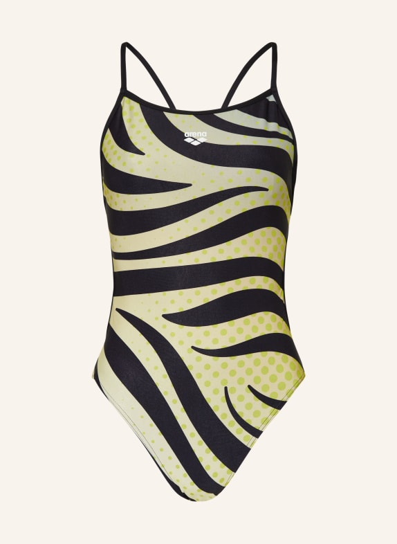 arena Swimsuit MULTI STRIPES with UV protection 50+ BLACK/ YELLOW/ LIGHT GRAY