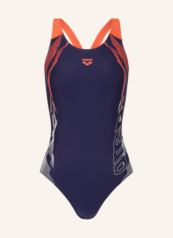 arena Swimsuit GLEAM with UV protection DARK BLUE/ LIGHT RED/ WHITE