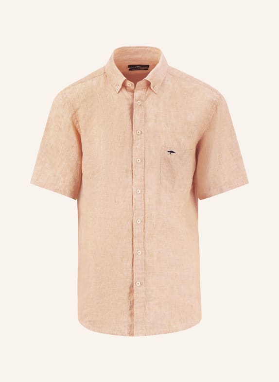 FYNCH-HATTON Short sleeve shirt slim fit in linen LIGHT ORANGE