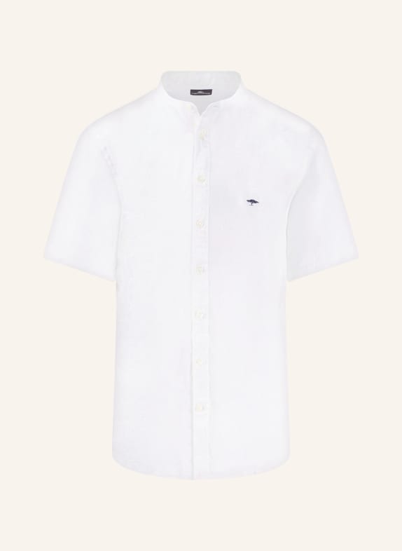 FYNCH-HATTON Short sleeve shirt regular fit made of linen with stand-up collar WHITE
