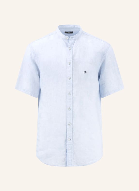 FYNCH-HATTON Short sleeve shirt regular fit made of linen with stand-up collar LIGHT BLUE