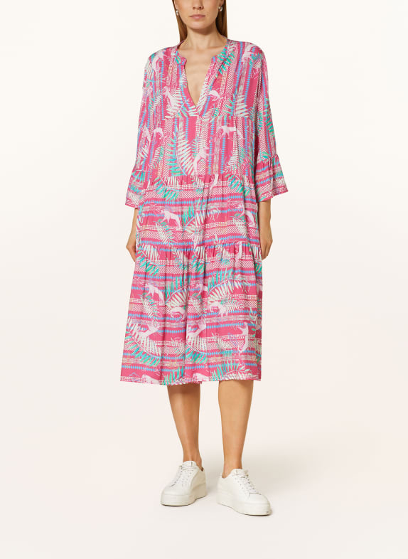 miss goodlife Šaty s 3/4 rukávem RŮŽOVÁ / MODRÁ / ZELENÁ