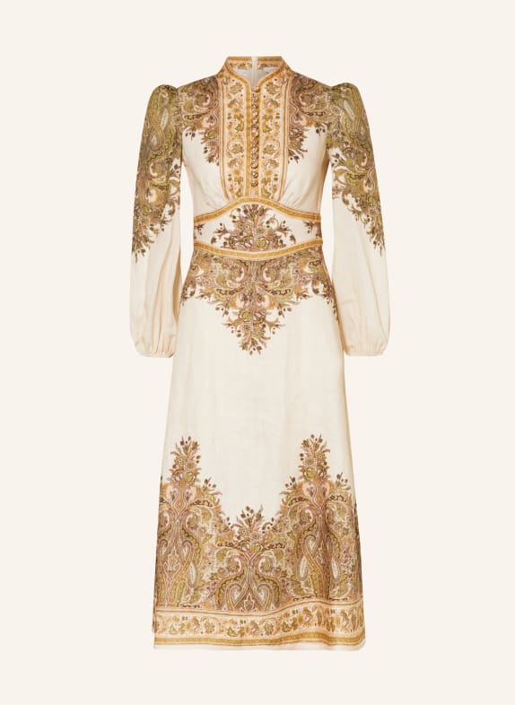 ZIMMERMANN Linen dress NATURA NUDE/ KHAKI/ DARK ORANGE