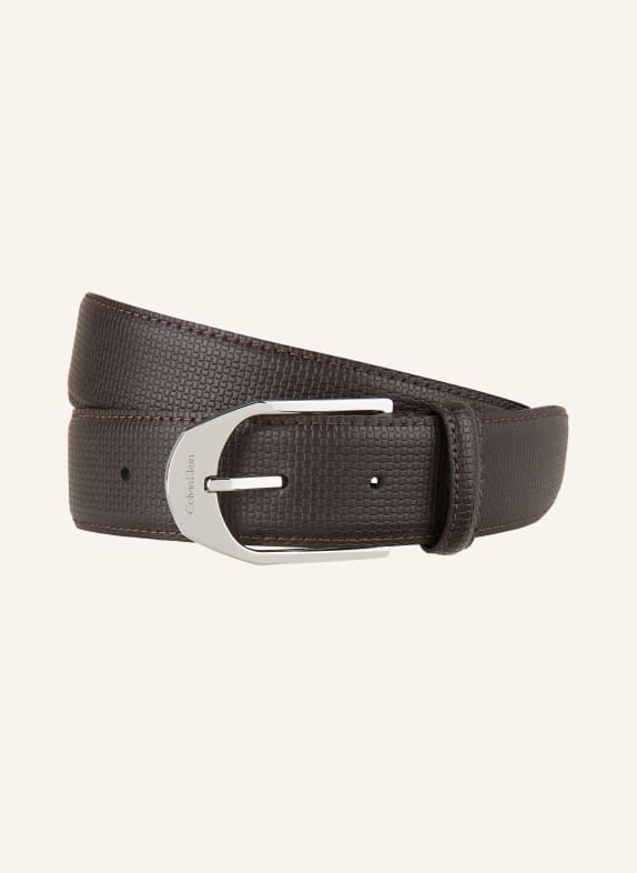 Calvin Klein Leather belt DARK BROWN