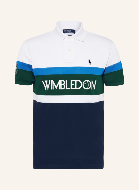 POLO RALPH LAUREN Piqué polo shirt custom slim fit WHITE/ DARK BLUE/ GREEN