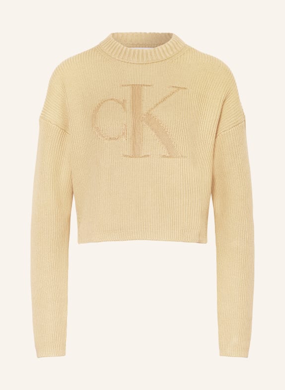 Calvin Klein Jeans Cropped svetr RAE Pale Khaki