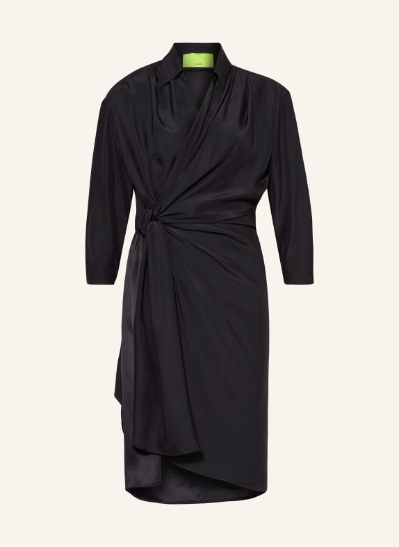 GAUGE81 Wrap dress MIYA in silk with 3/4 sleeves BLACK