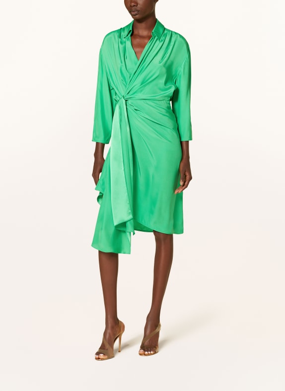 GAUGE81 Wrap dress MIYA in silk with 3/4 sleeves GREEN