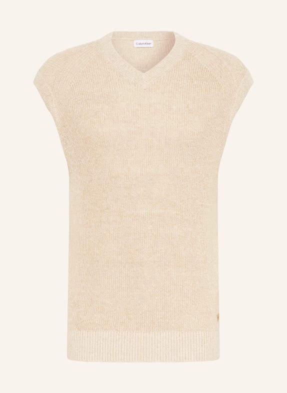 Calvin Klein Sweater vest with linen CREAM